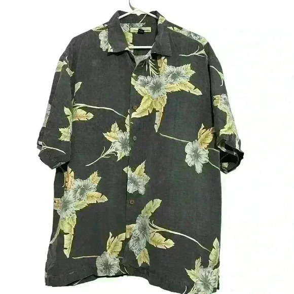 Tommy Bahama 100% Silk Hawaiian Floral Button Down Shirt. Men’s Size Large - Picture 1 of 10